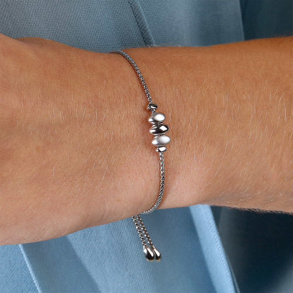Silver Coast Tumble Rhodium Plate Toggle Bracelet