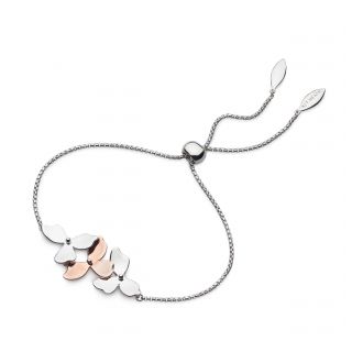 Silver Blossom Petal Bloom Toggle Bracelet