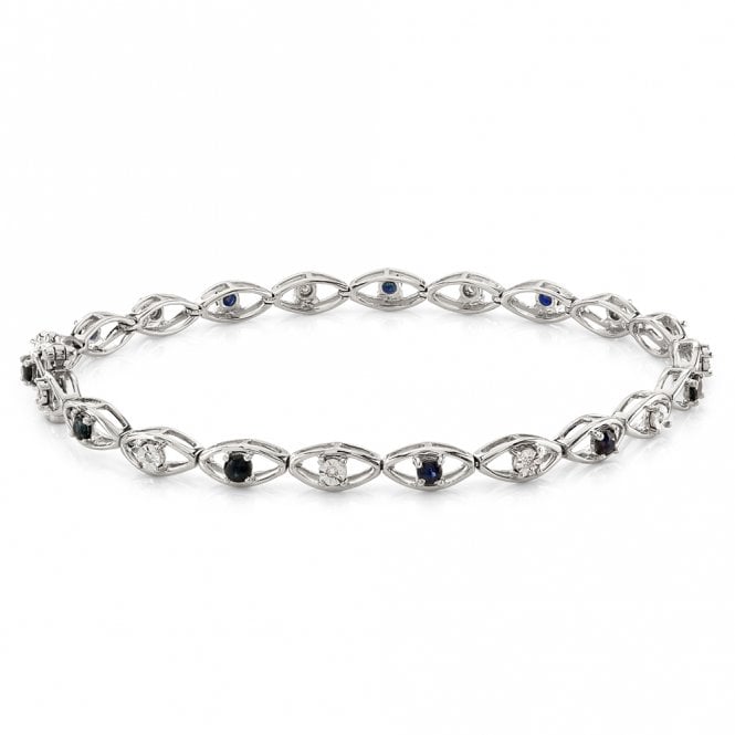 9ct White Gold Sapphire & Diamond Bracelet
