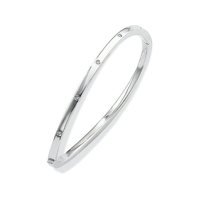 18ct white gold 10 brilliant cut diamond set bangle