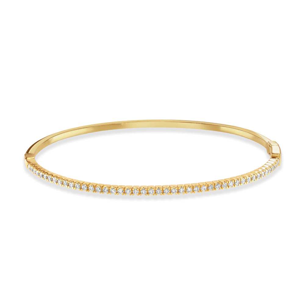 0.59ct Claw Set Round Brilliant Cut Diamond 18ct Yellow Gold Hinged Bangle