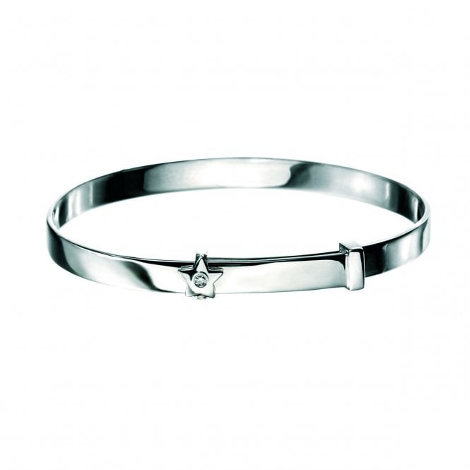 Silver Diamond Set Star Baby Bangle