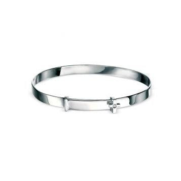 Silver Diamond Set Cross Baby Bangle