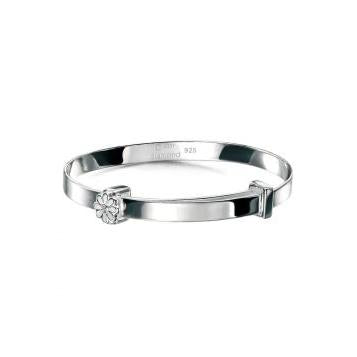 Diamond & White Enamel Daisy Bangle