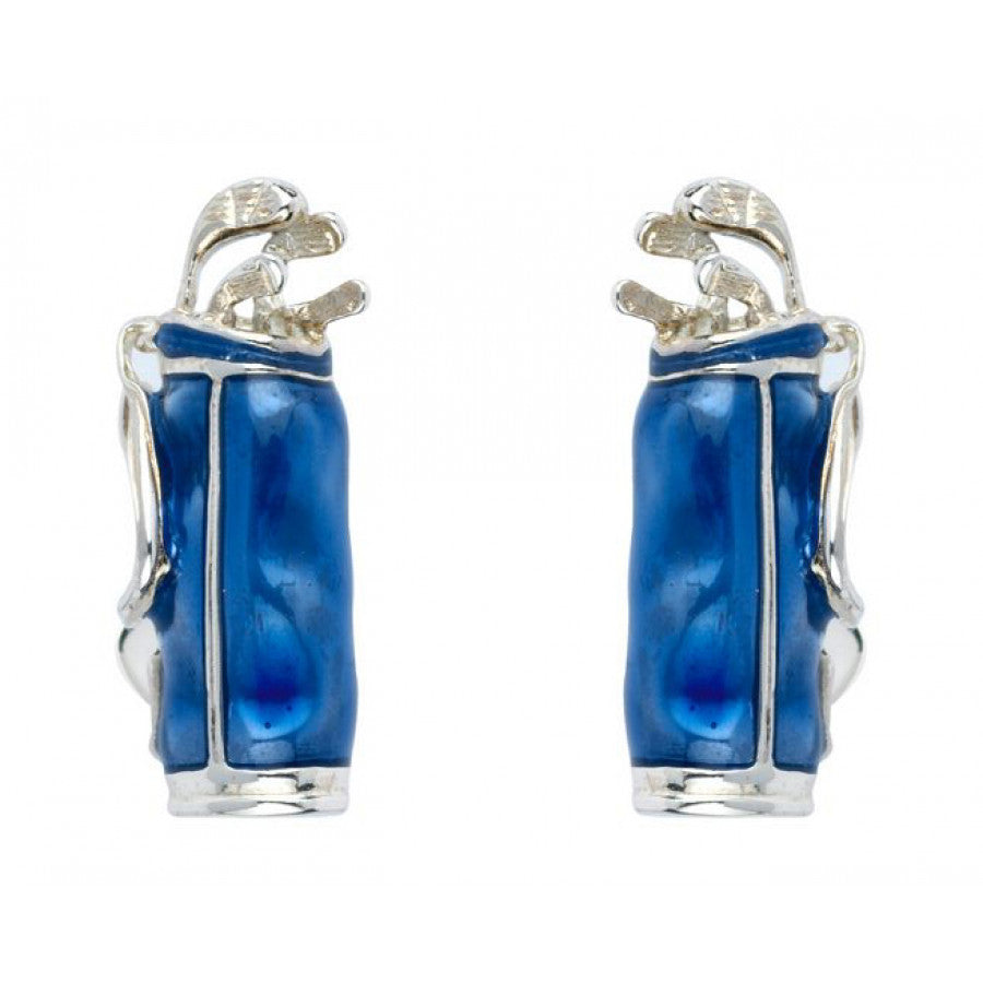 Silver & Blue Enamel Golf Bag Cufflinks