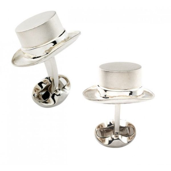 Silver Top Hat Cufflinks