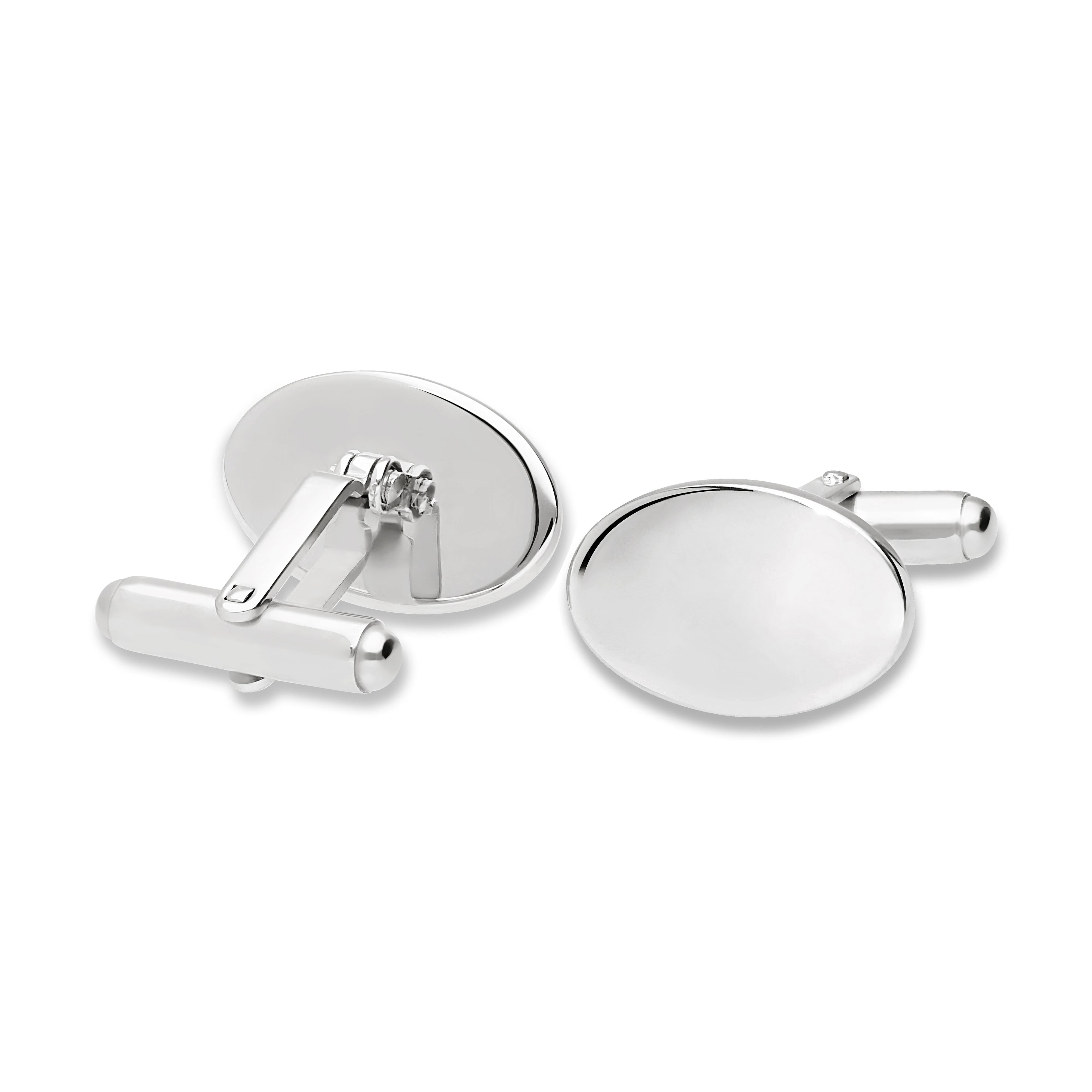 Silver Oval Highly Polished Cufflinks