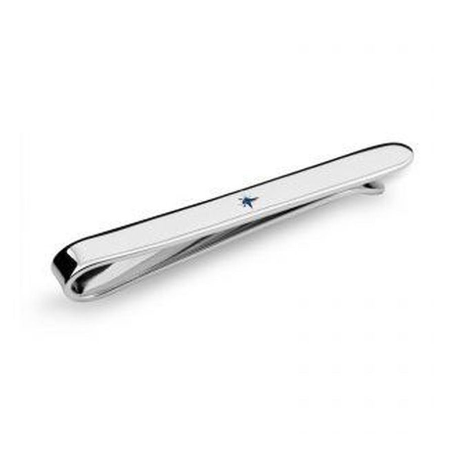 Silver Sapphire Set Tie Slide