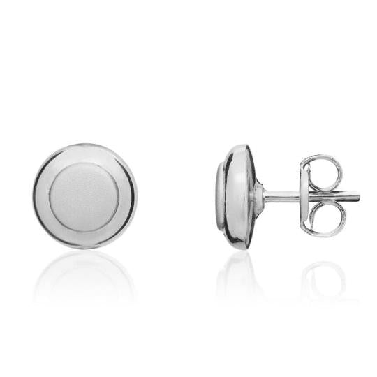 9ct White Gold Satin and polished Round Stud earrings 7mm