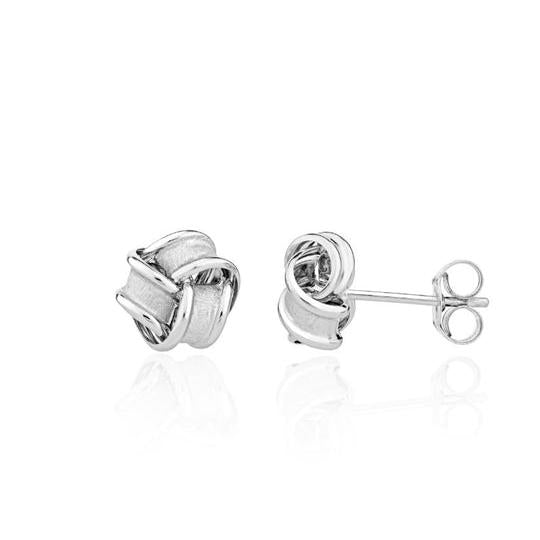 9ct White Gold Frosted Knot Stud earrings