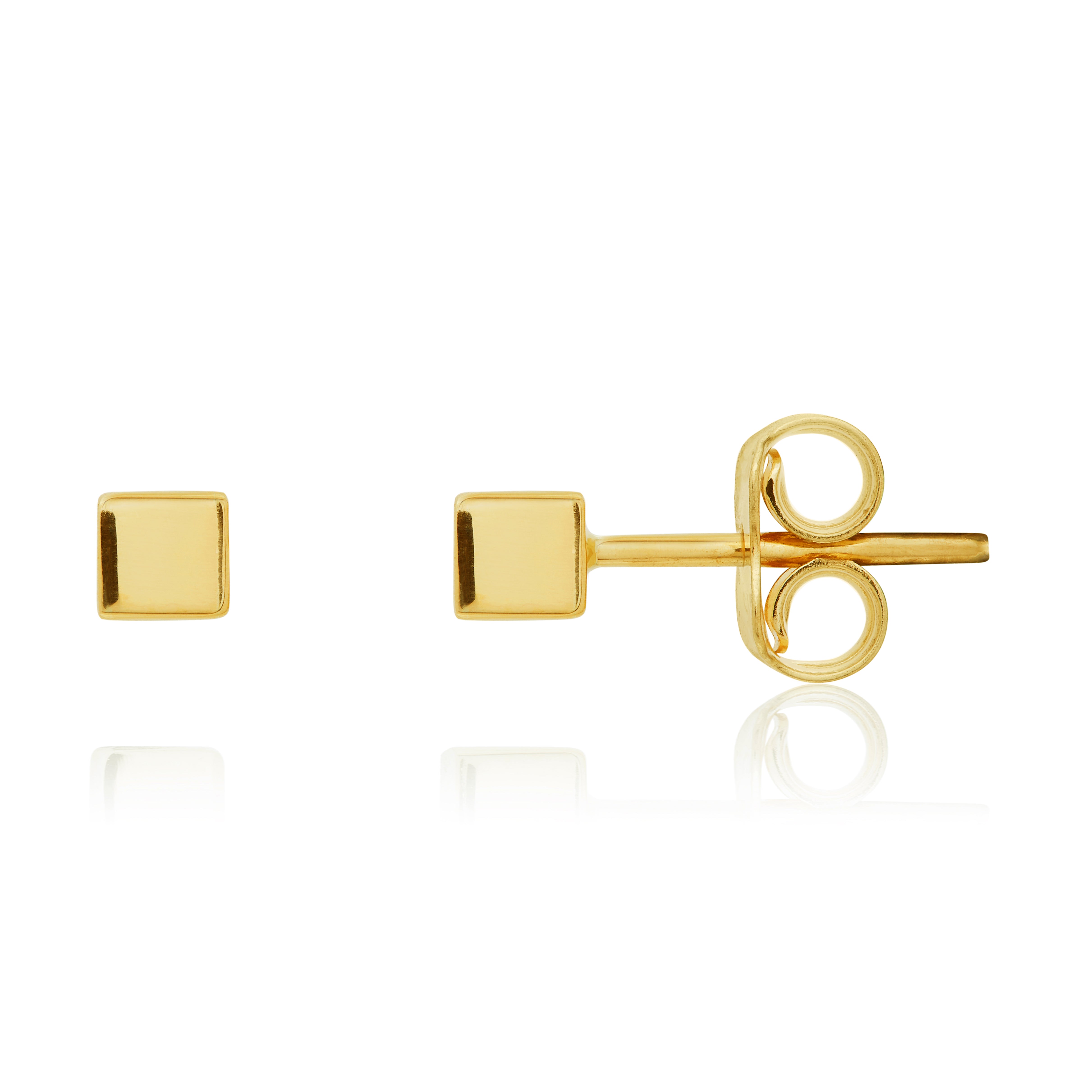9ct Yellow Gold Polished 3mm Cube stud