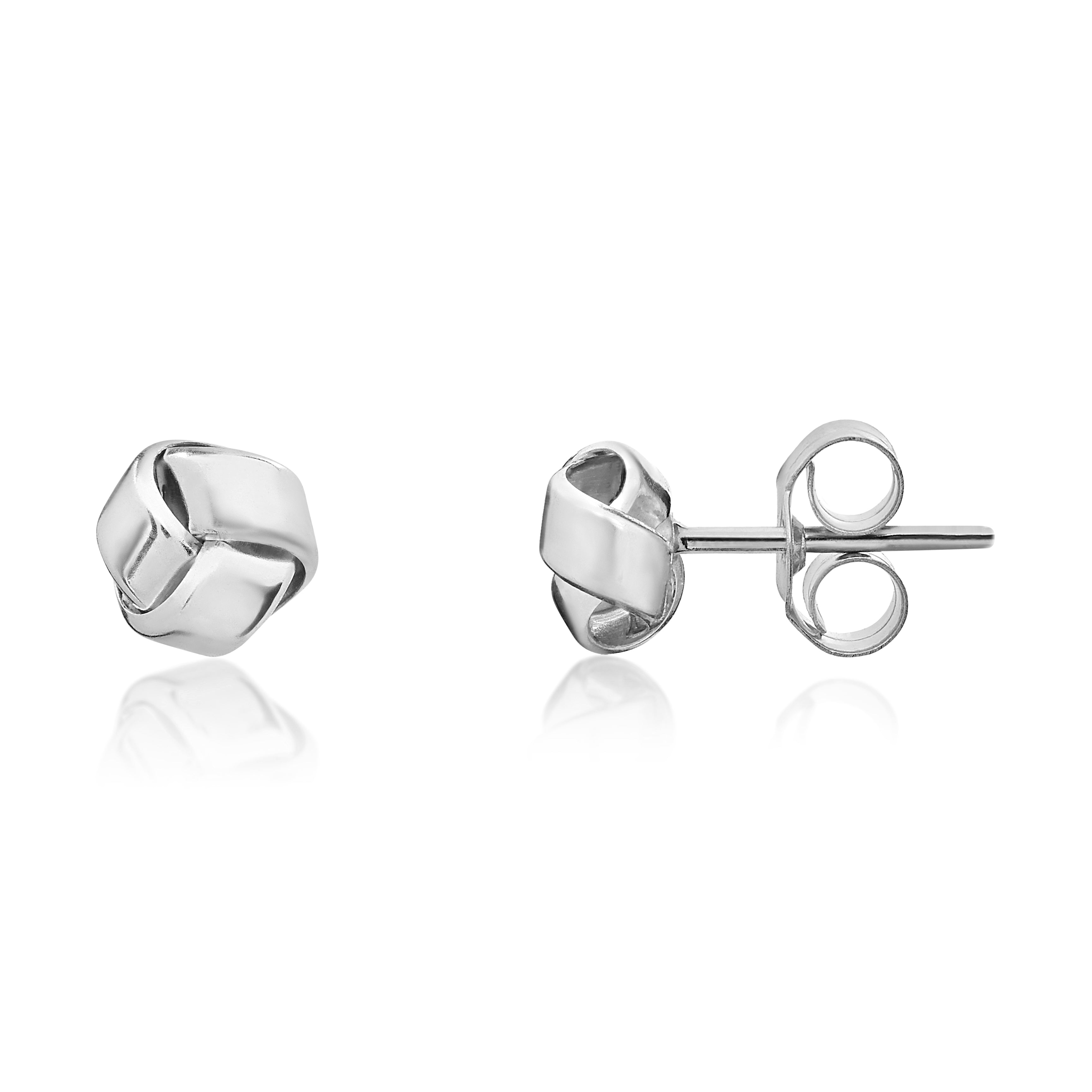 9ct White Gold Small 3 row Knot earrings