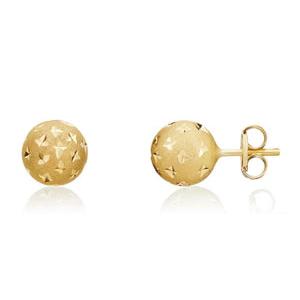 9CT Yellow Gold Satin Star Ball Stud Earrings, 7mm