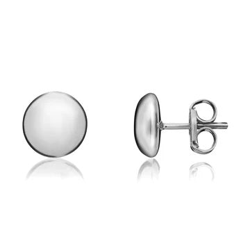 9ct White Gold Button Studs 7mm