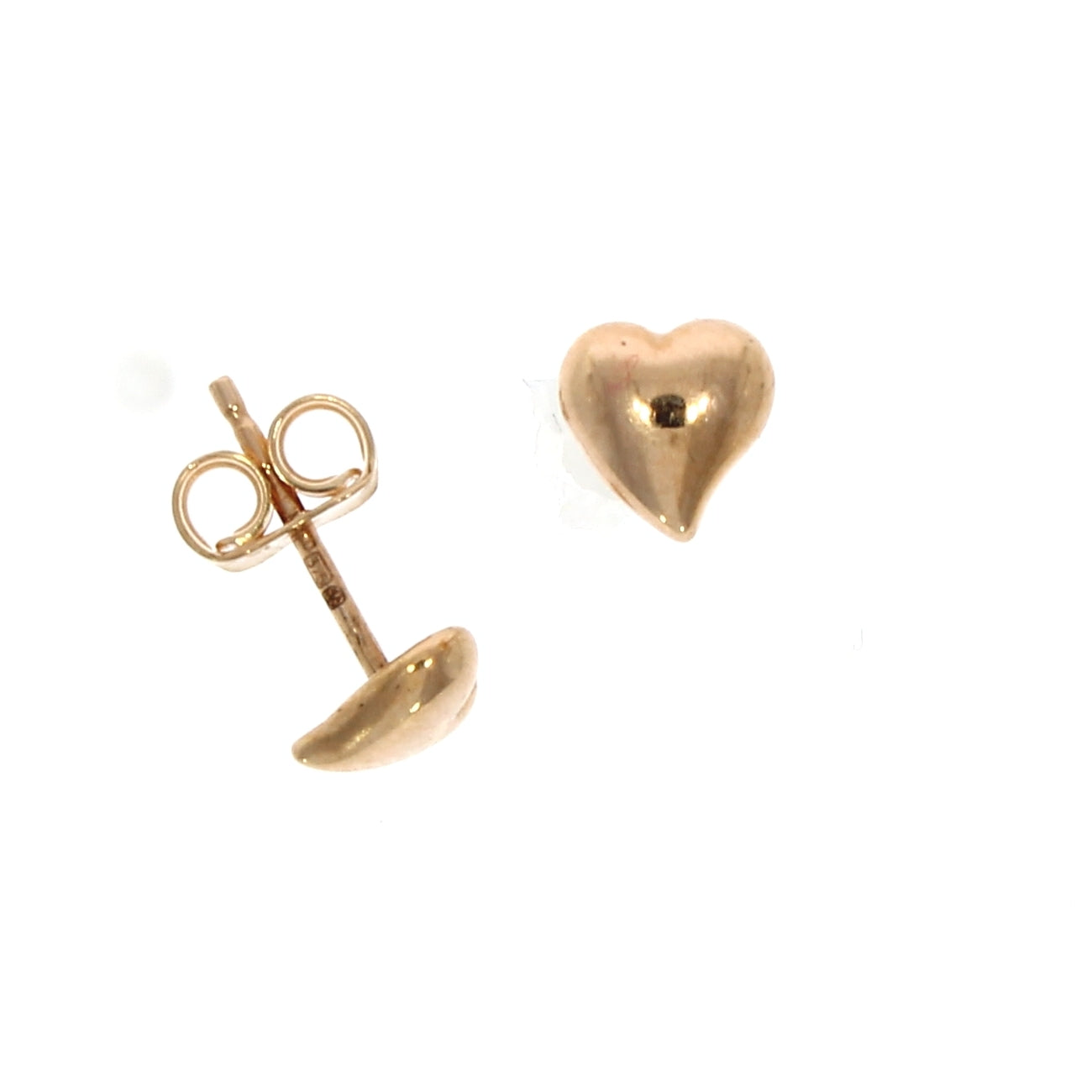 9ct Rose Gold Polished Heart Stud Earrings
