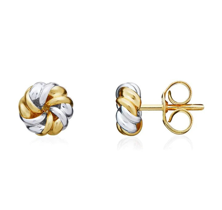 9ct yellow and white gold Fancy Swirl Stud