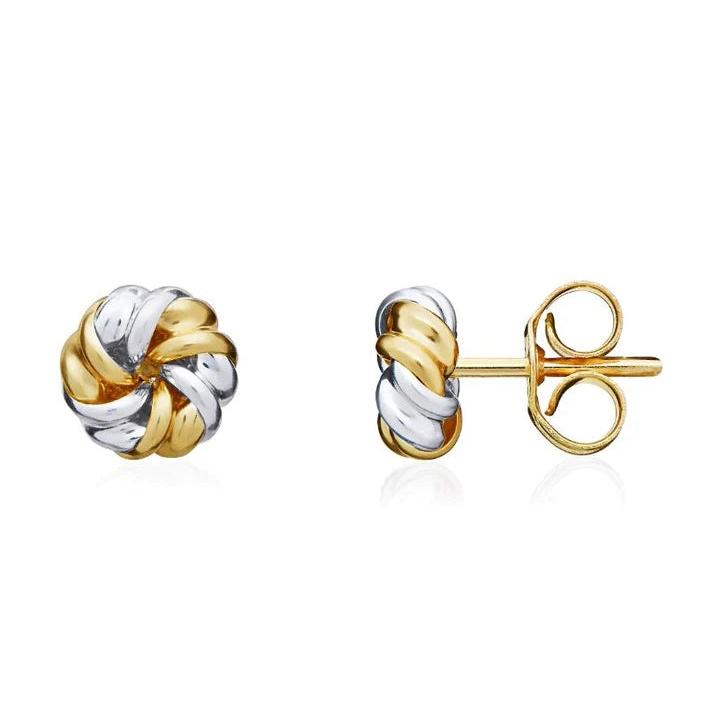 9ct yellow and white gold Fancy Swirl Stud