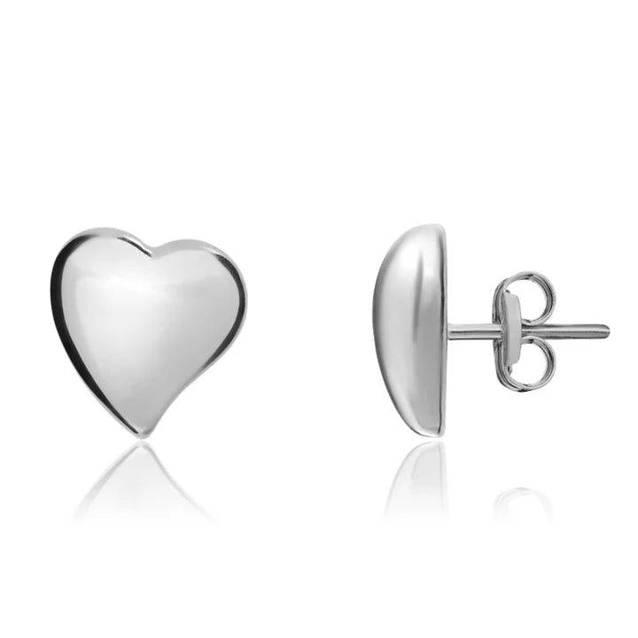 9ct White Gold Polished Heart Stud
