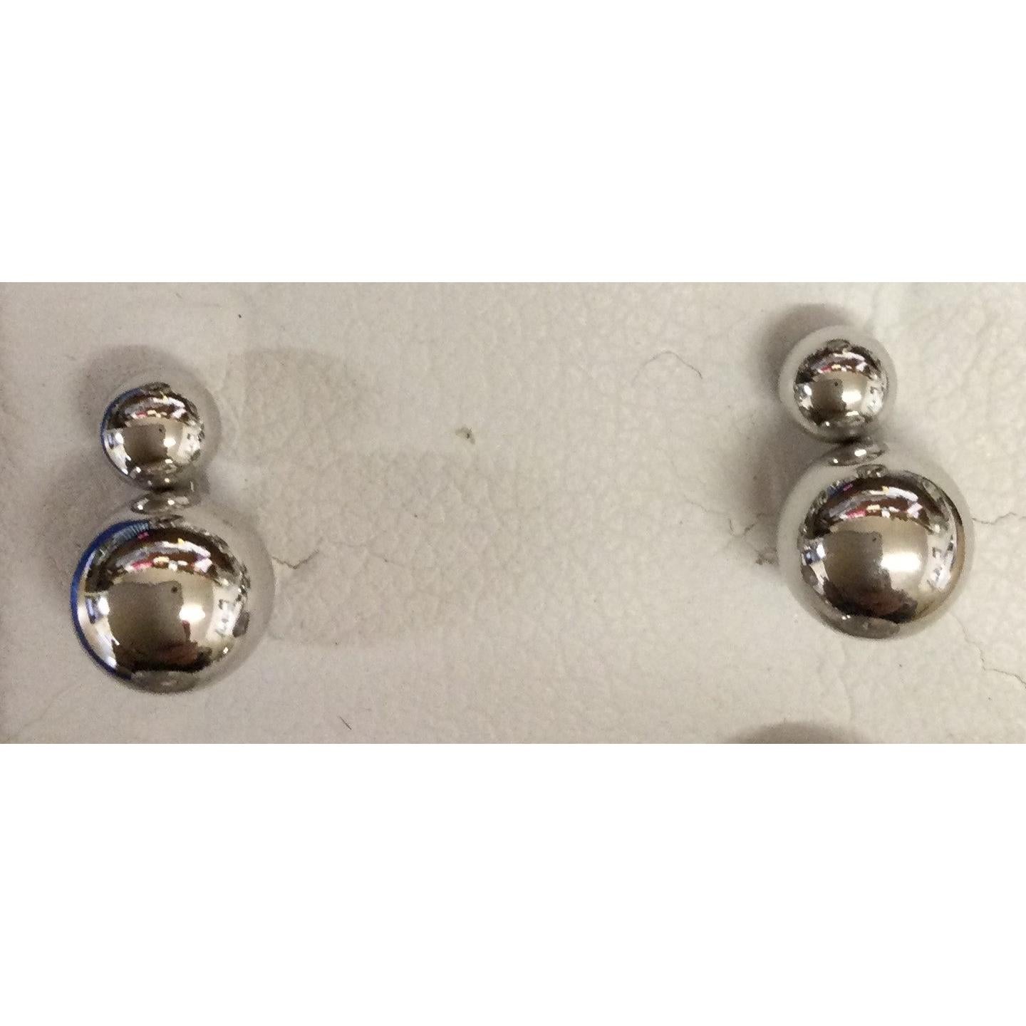 9ct White Gold Double Ball Stud Earrings 10mm