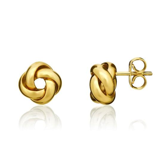 9ct Yellow Gold Polished 4 Strand Knot Stud Earrings 8mm