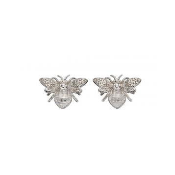 9ct White Gold Detailed Bee Stud Earringfs