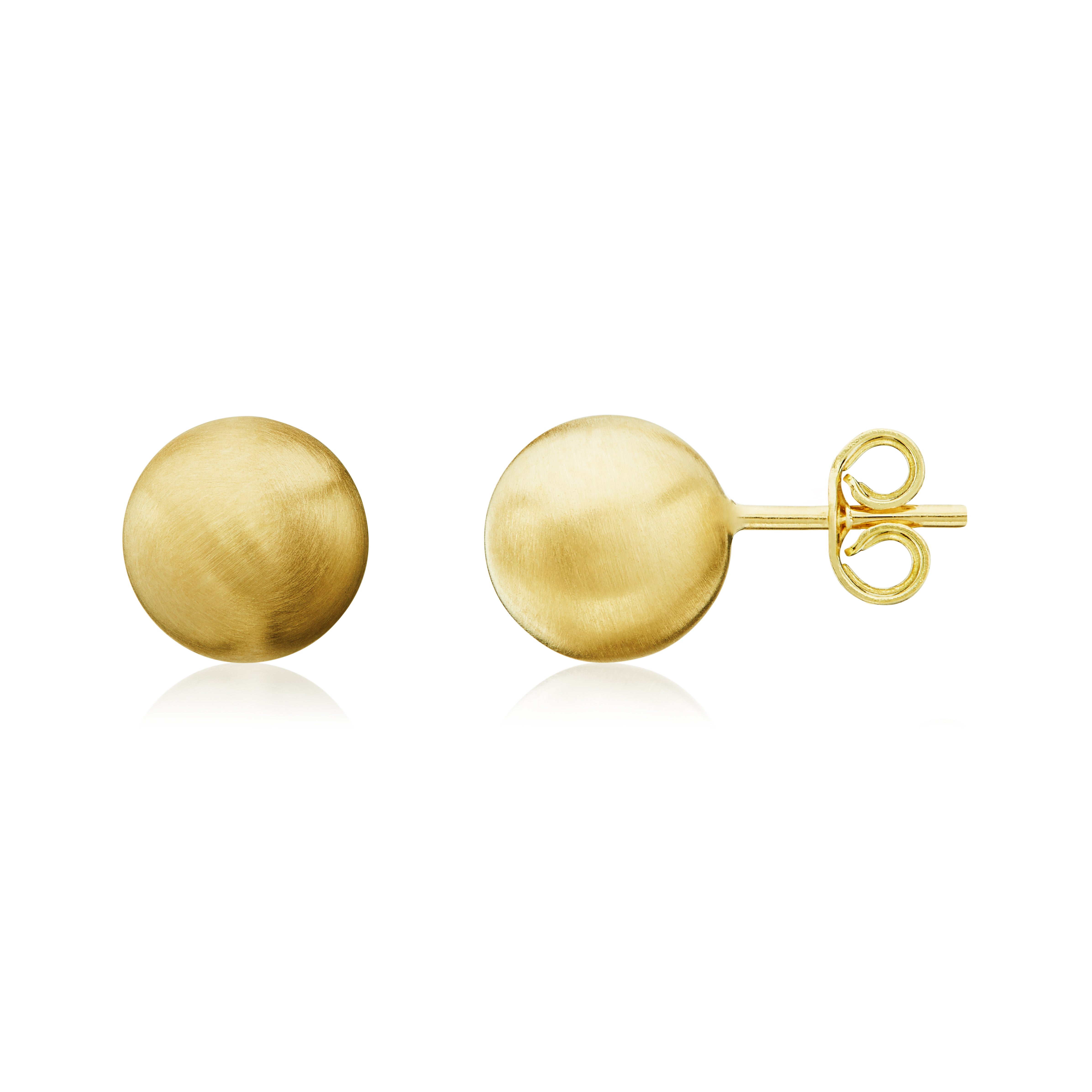 9ct Yellow Gold Satin Finished 8mm Ball Stud Earrings
