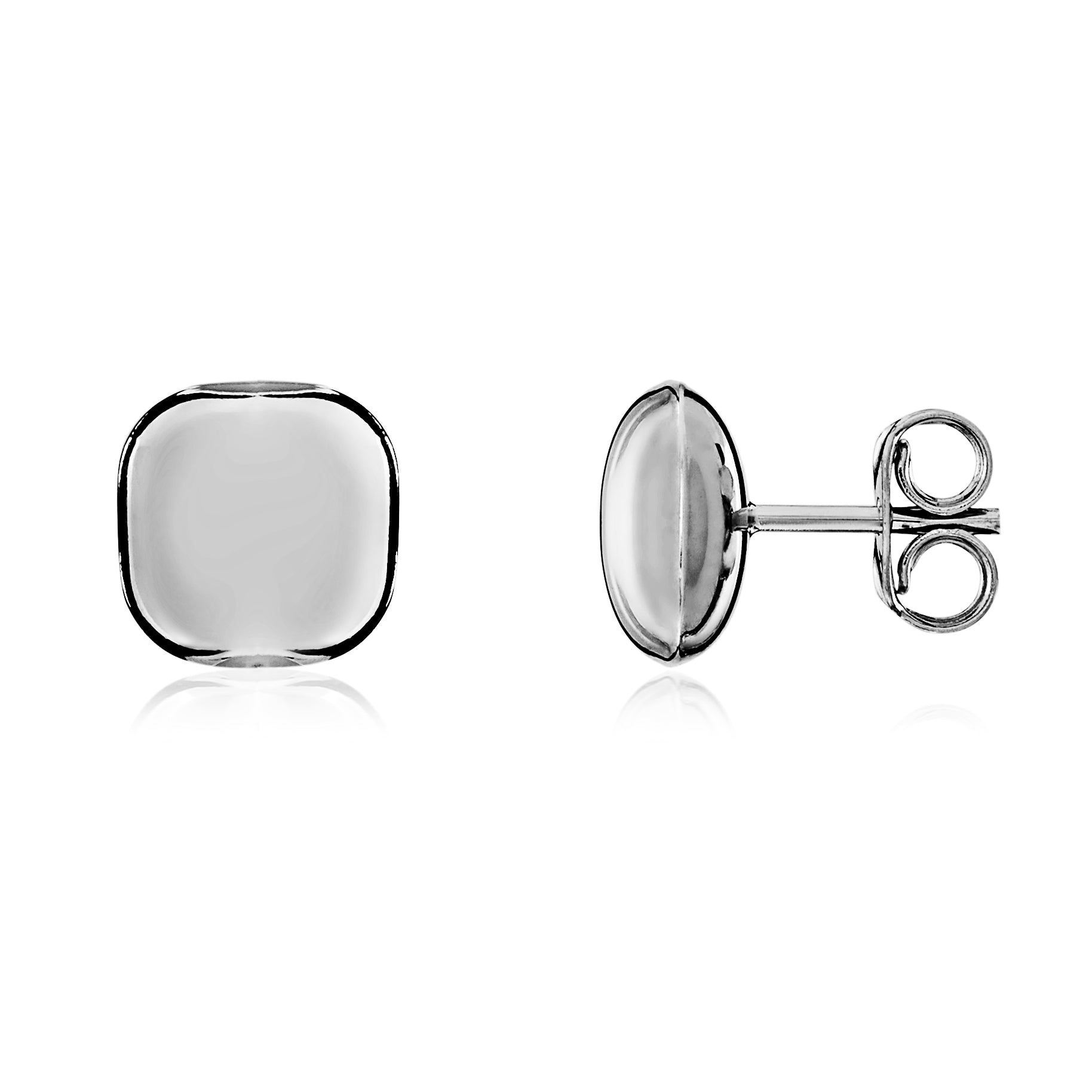 9ct White Gold Cushion Shaped Stud Earrings