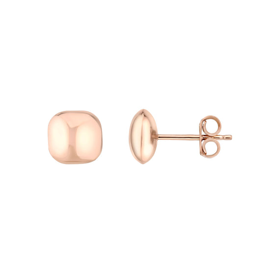 9ct Rose Gold Polished Cushion Stud earrings