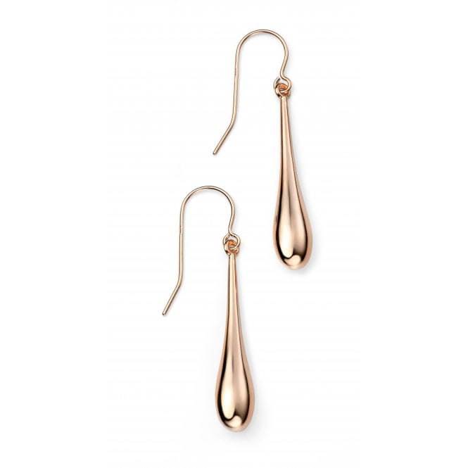 9ct Rose Gold Long Bombe Drop Earrings