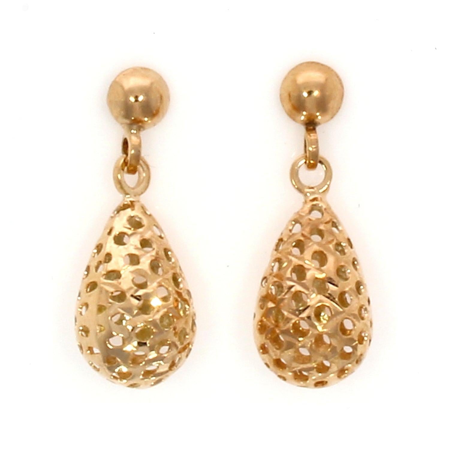 9ct Rose Gold Pierced Bombe Drop Earrings
