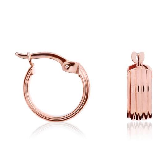9ct Rose Gold Ribbed Wide Hoop