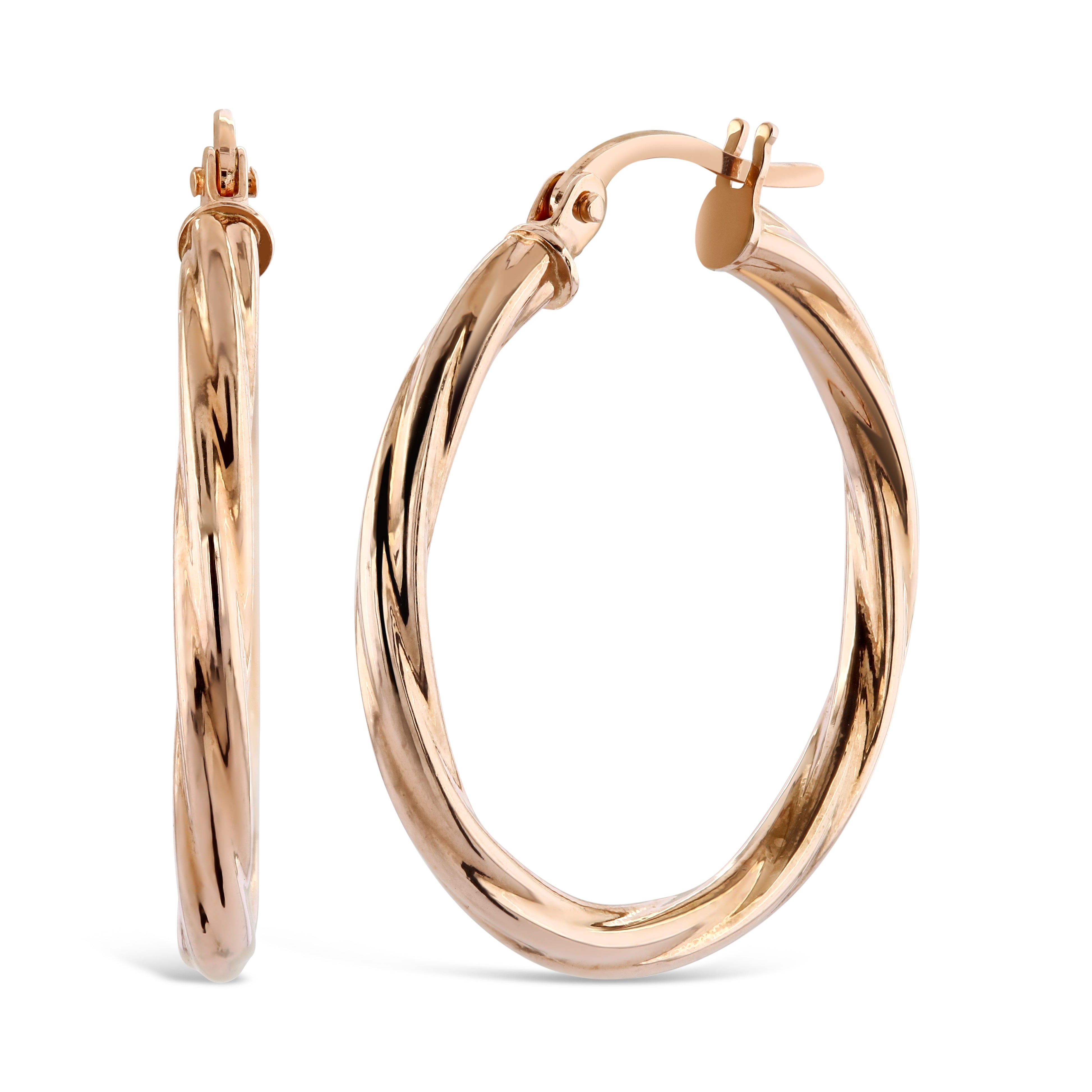 9ct Rose Gold Twist Hoop Earrings