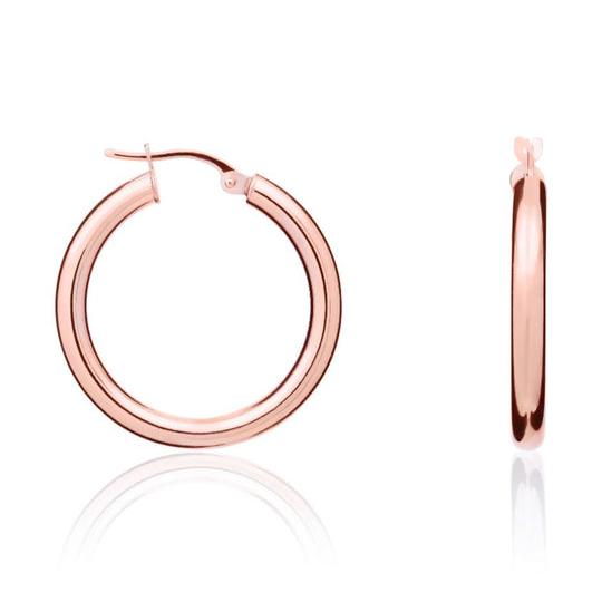 9ct Rose Gold Plain 3mm Hoops