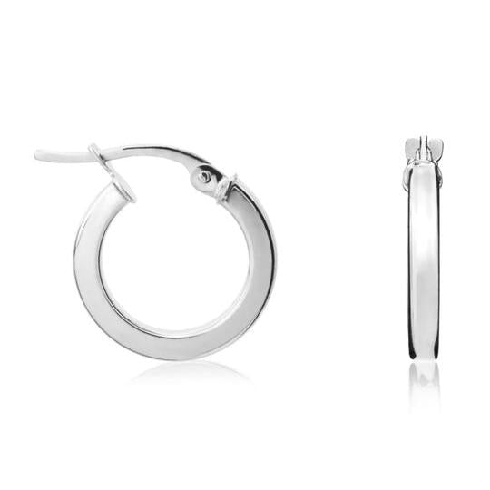 9ct White Gold Square Tube Hoop Earrings 14x2mm