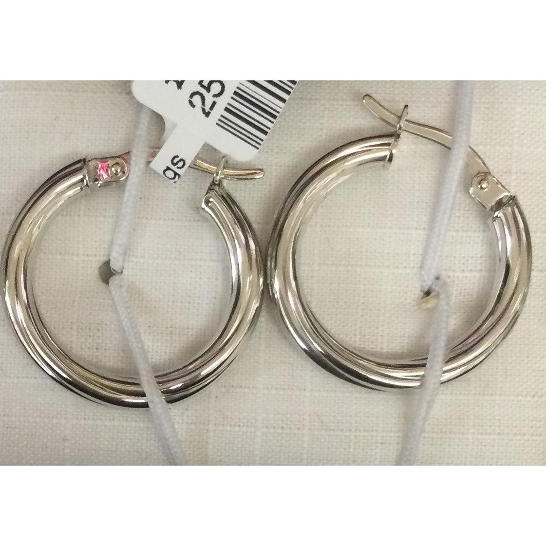 9ct White Gold Twist Hoop Earrings