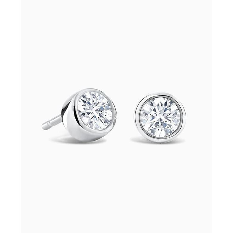 9ct white gold rubover set single stone Diamond stud earrings 0.30ct