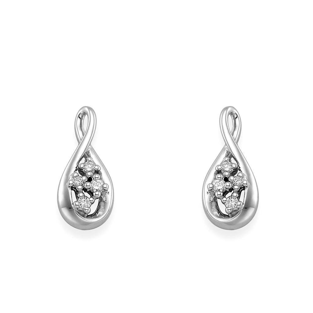 9ct White Gold Diamond Drop Earrings