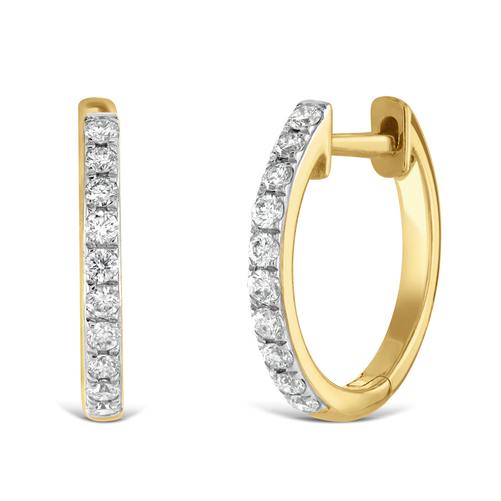 0.22ct Round Brilliant Cut Diamond 18ct Yellow Gold Hinged Hoop Earrings