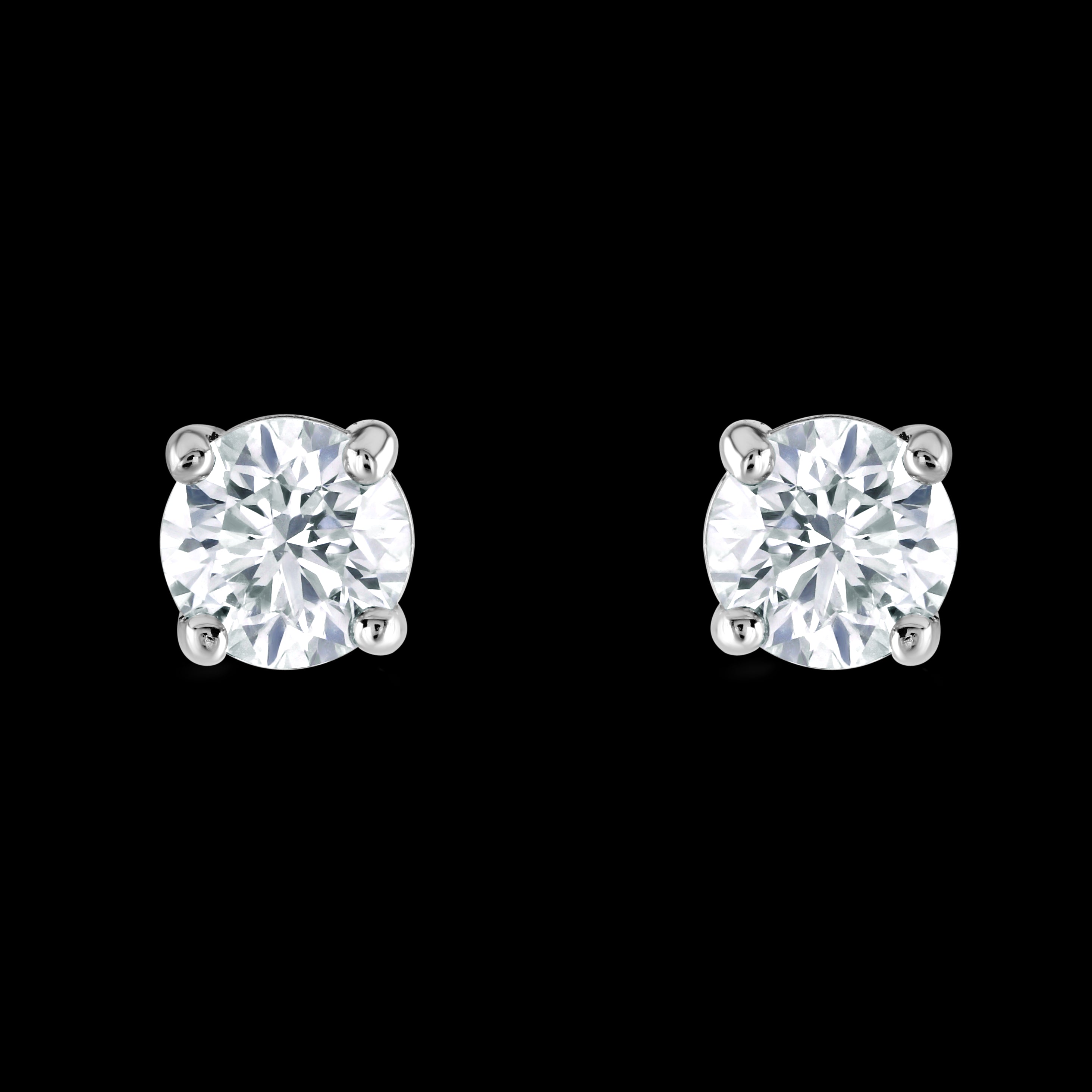 1.01ct Round Brilliant Cut Diamond Solitaire Claw Set Stud Earrings