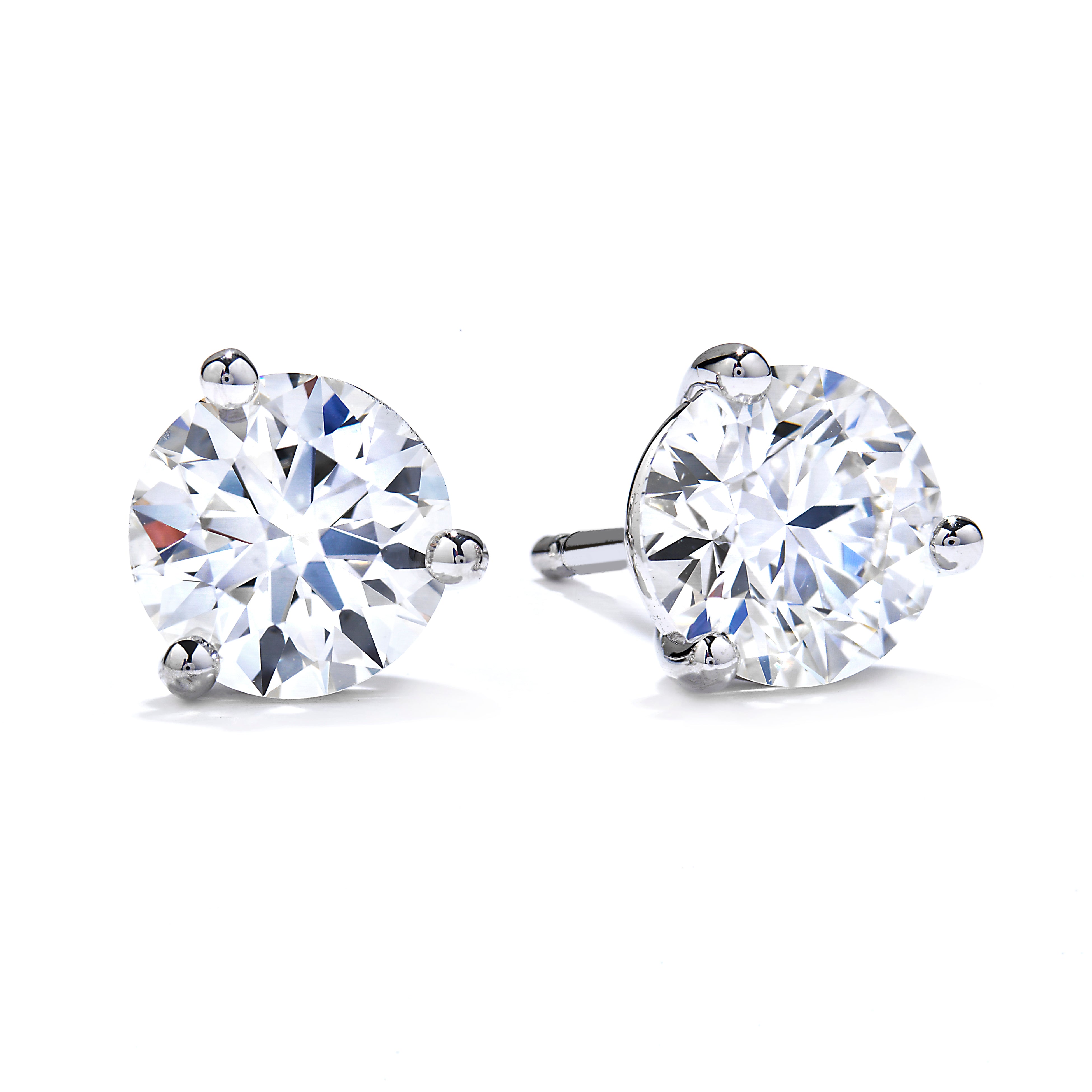 1.42ct Round Brilliant Cut Diamond Solitaire 18ct White Gold Stud Earrings