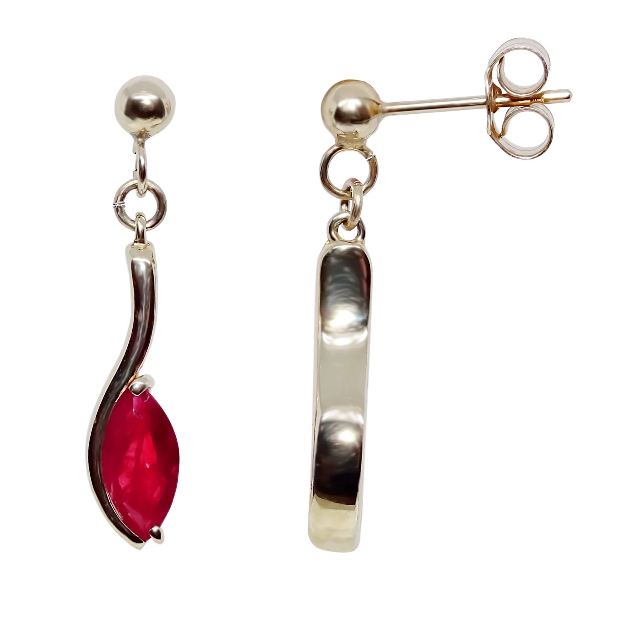 9ct Yellow Gold Marquise Ruby Drop