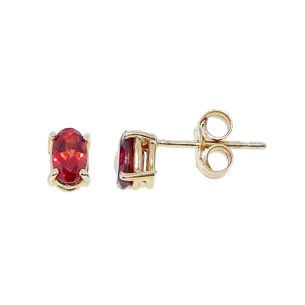 9ct Yellow Gold 5x3 Ovl Garn Clw Stud