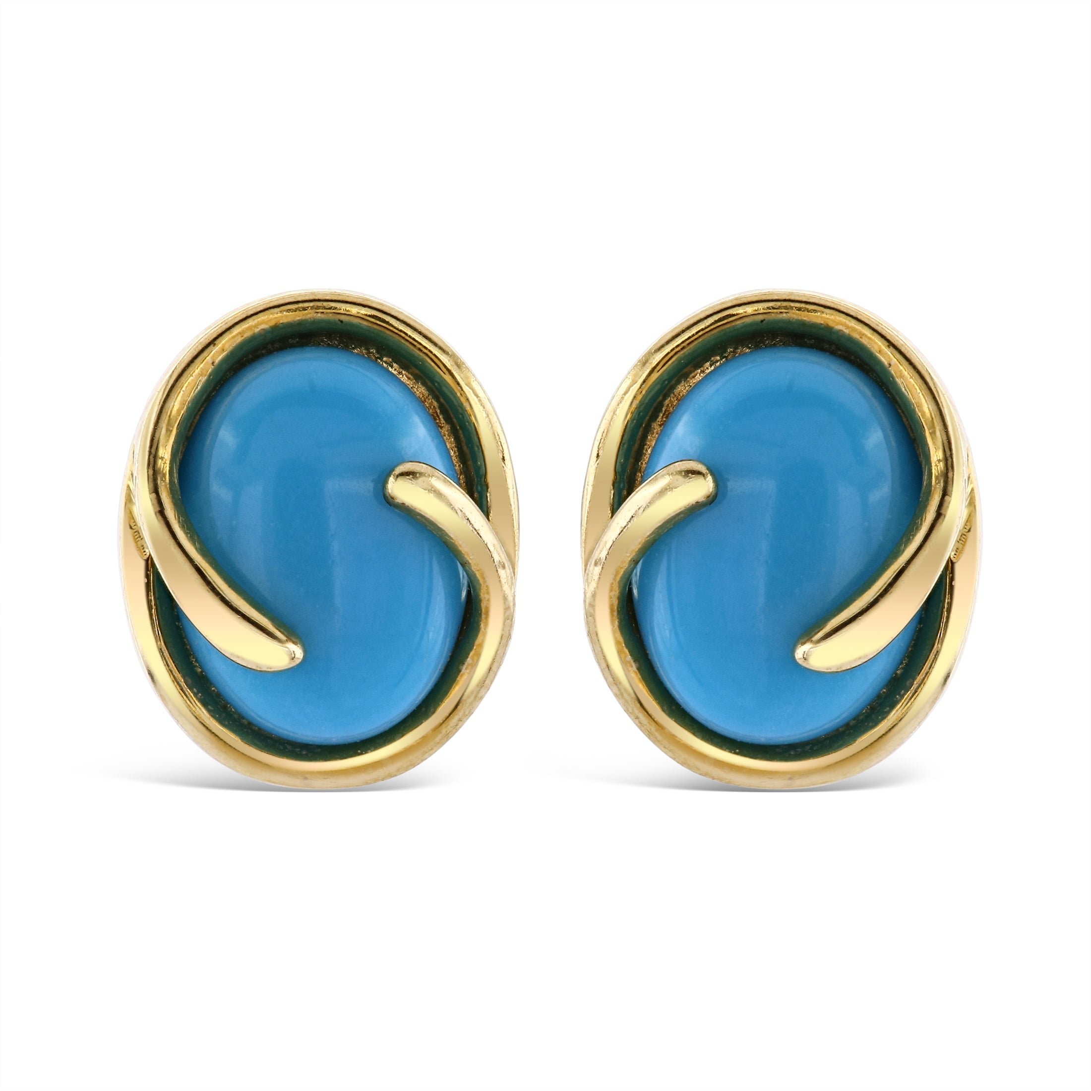 9ct Yellow Gold Turquoise Stud Earrings