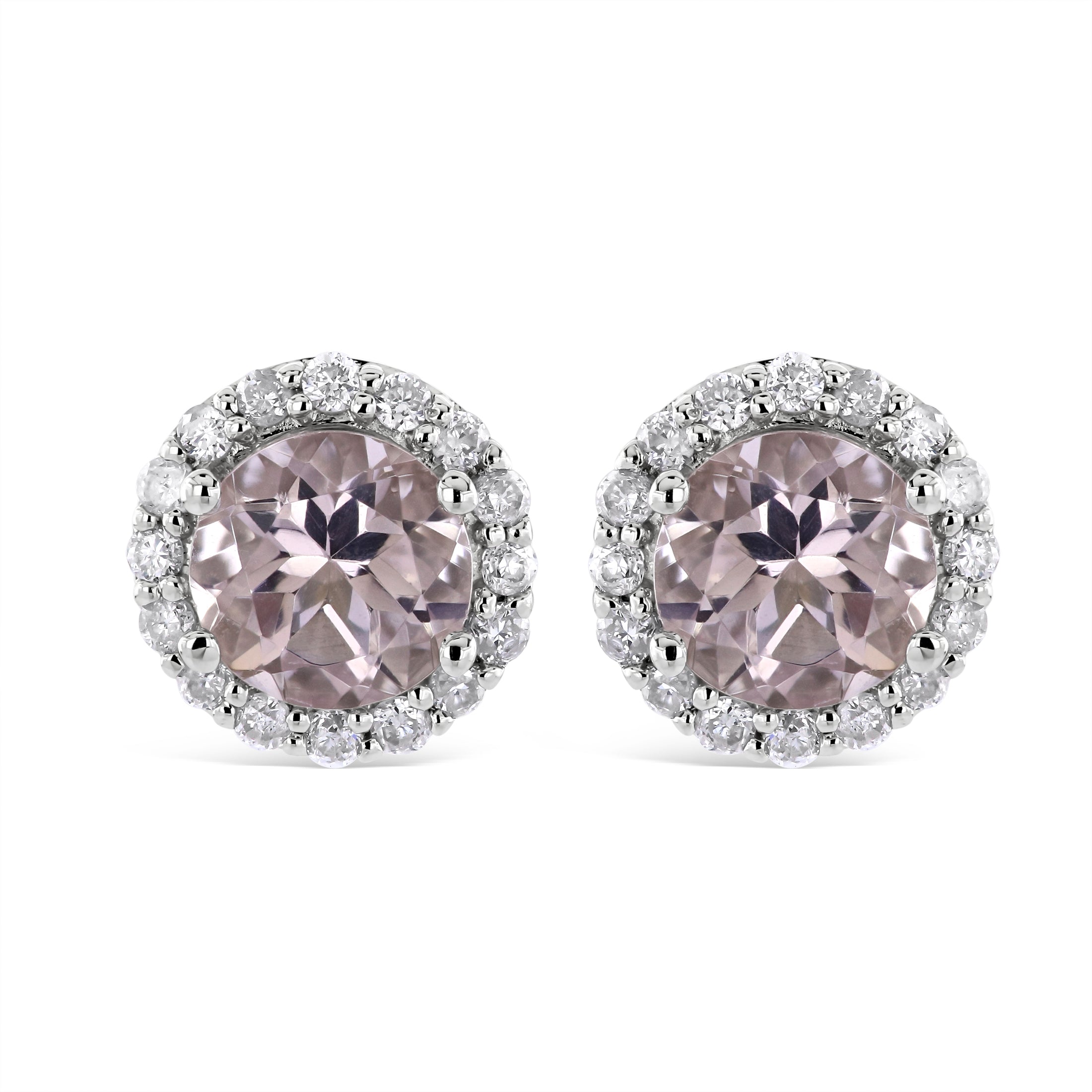 9ct White Gold Morg/16di Rnd Stud