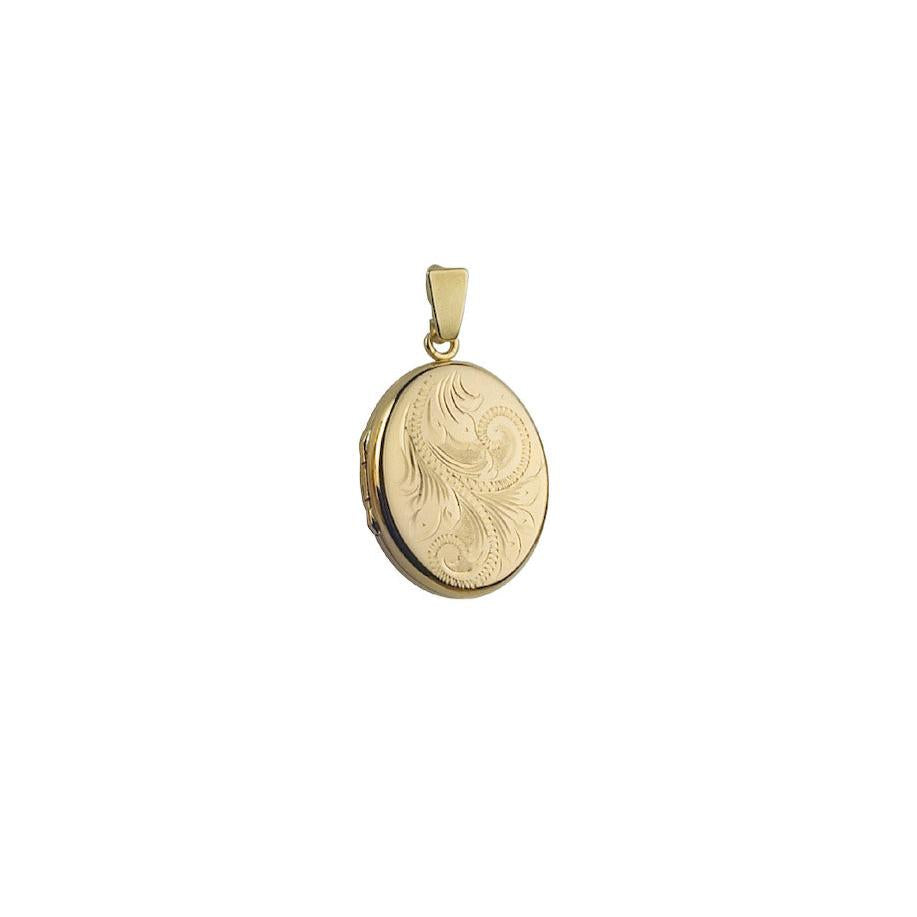 9ct Yellow Half Engraved 20mm Oval Locket