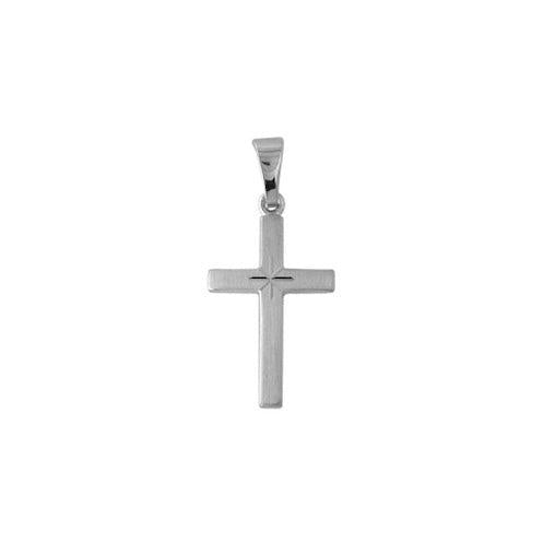 9ct White Gold Matt Hollow Cross