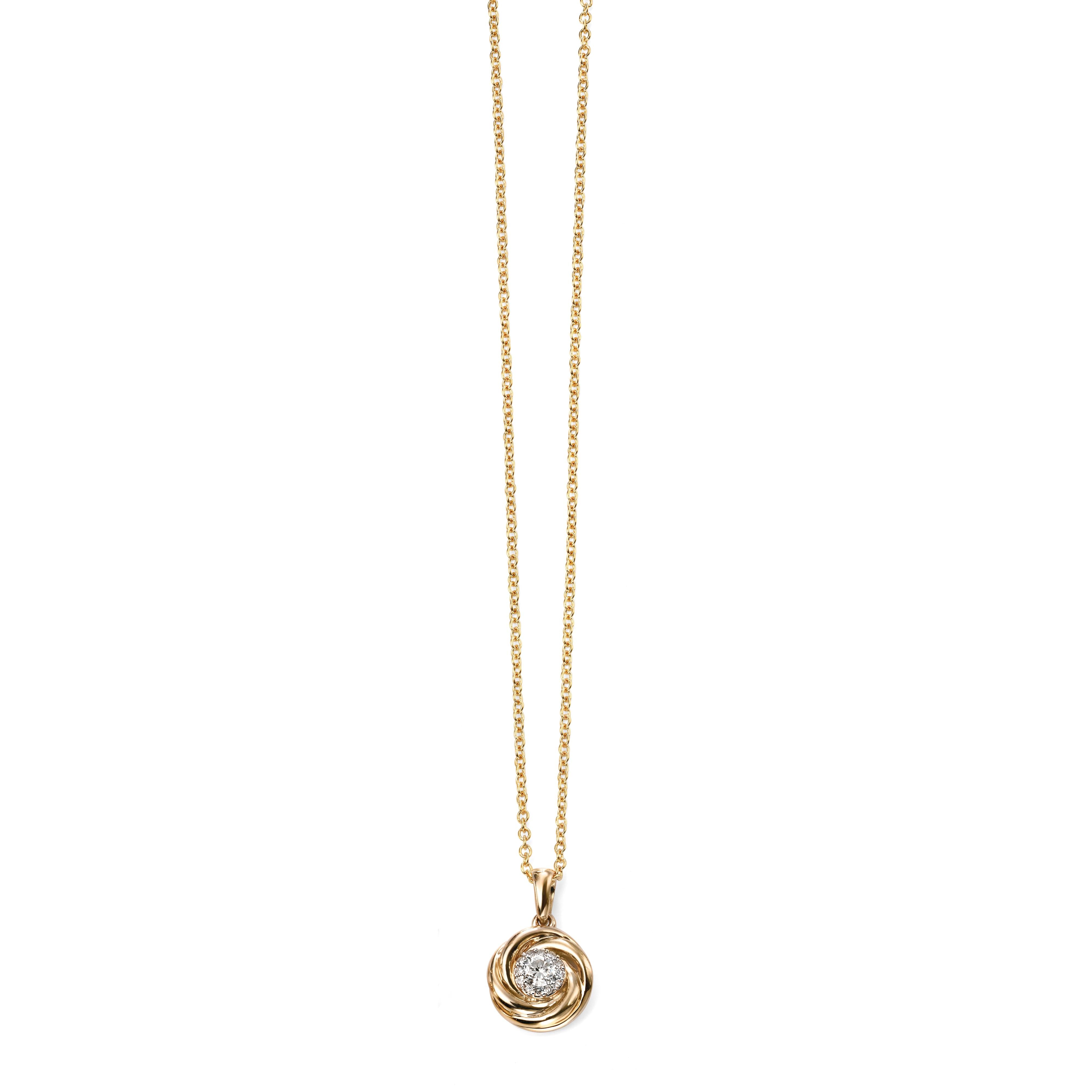 9ct Yellow Gold Diamond Set Swirl Pendant
