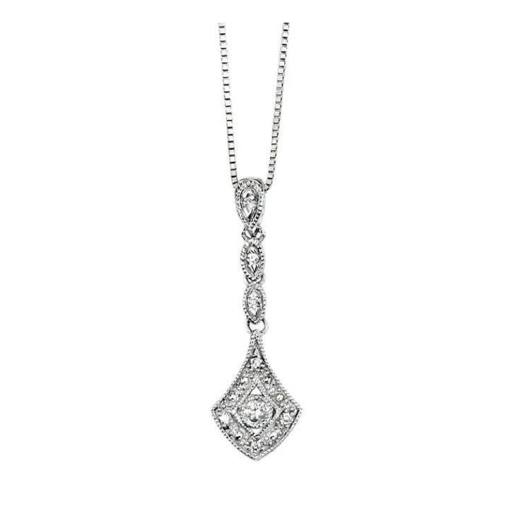 Vintage Drop Pendant with Diamond in 9ct Gold