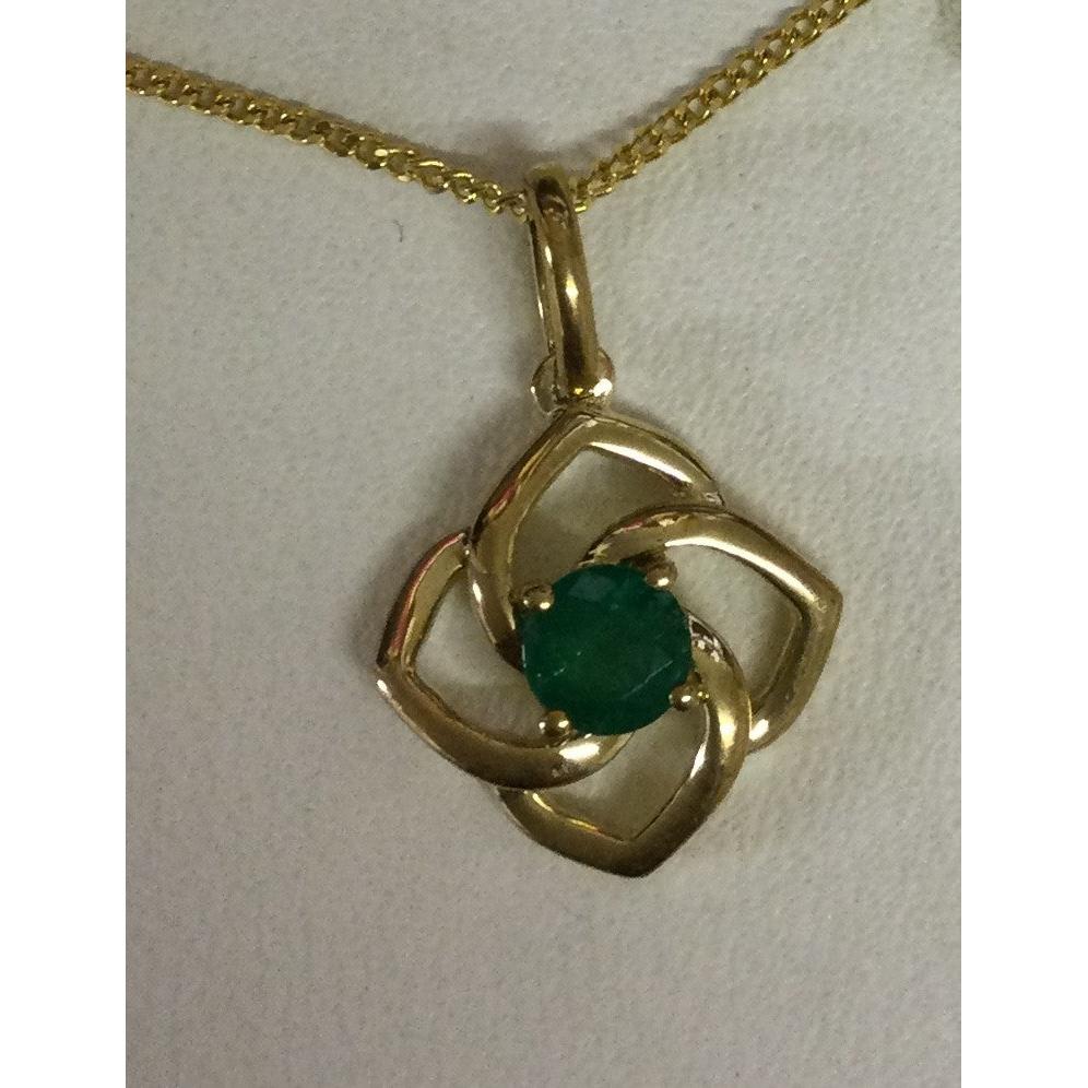 Cut Out Flower Pendant with Emerald in 9ct Gold Pendant ONLY