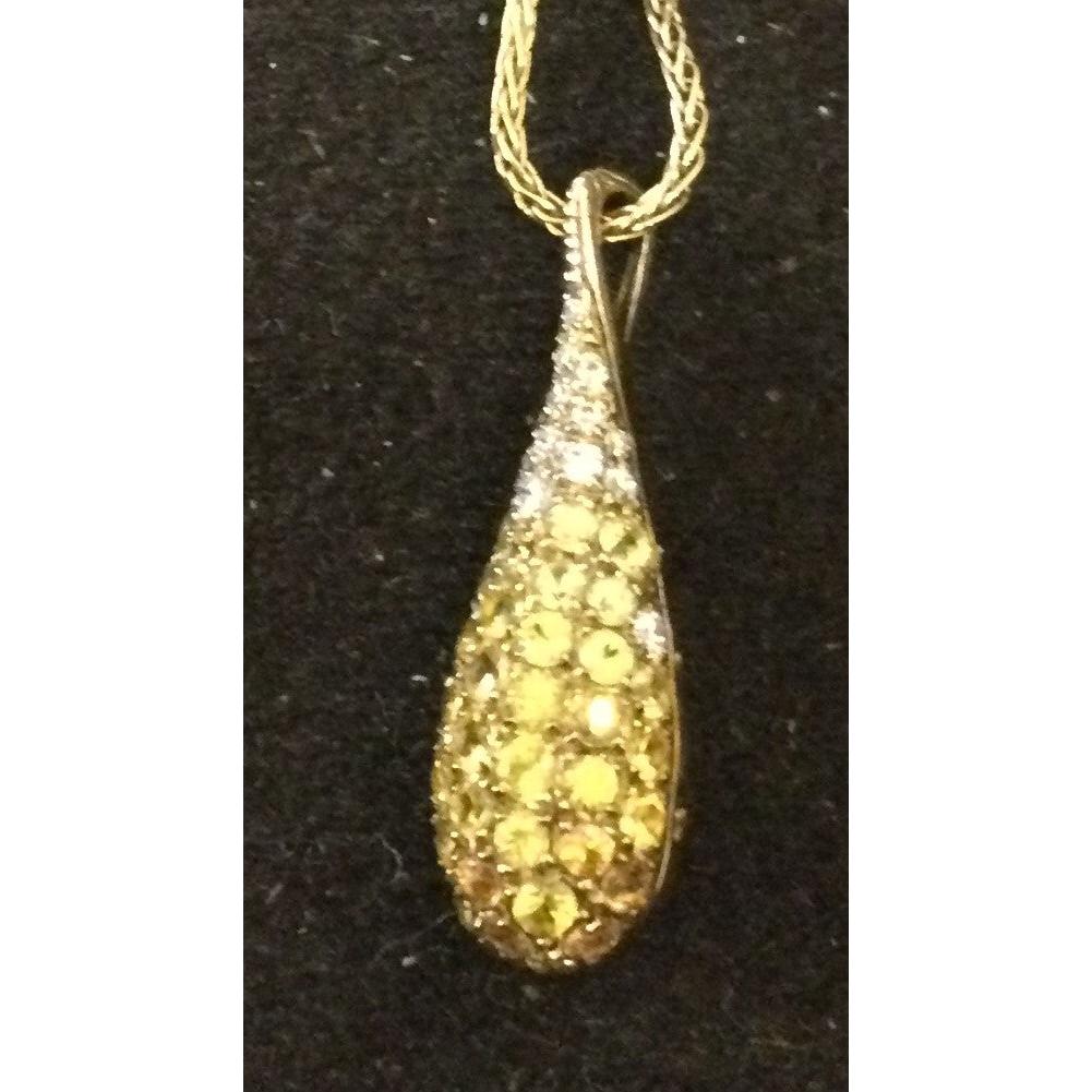 9ct Yellow Gold Yellow Sapphire and Diamond Set Pendant